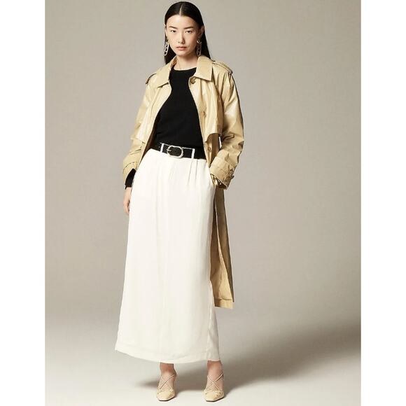 J.Crew Trouser Maxi Skirt WMNS 16 Plus Cream Viscose Crepe Zip Fly Lined Pockets - Picture 1 of 7